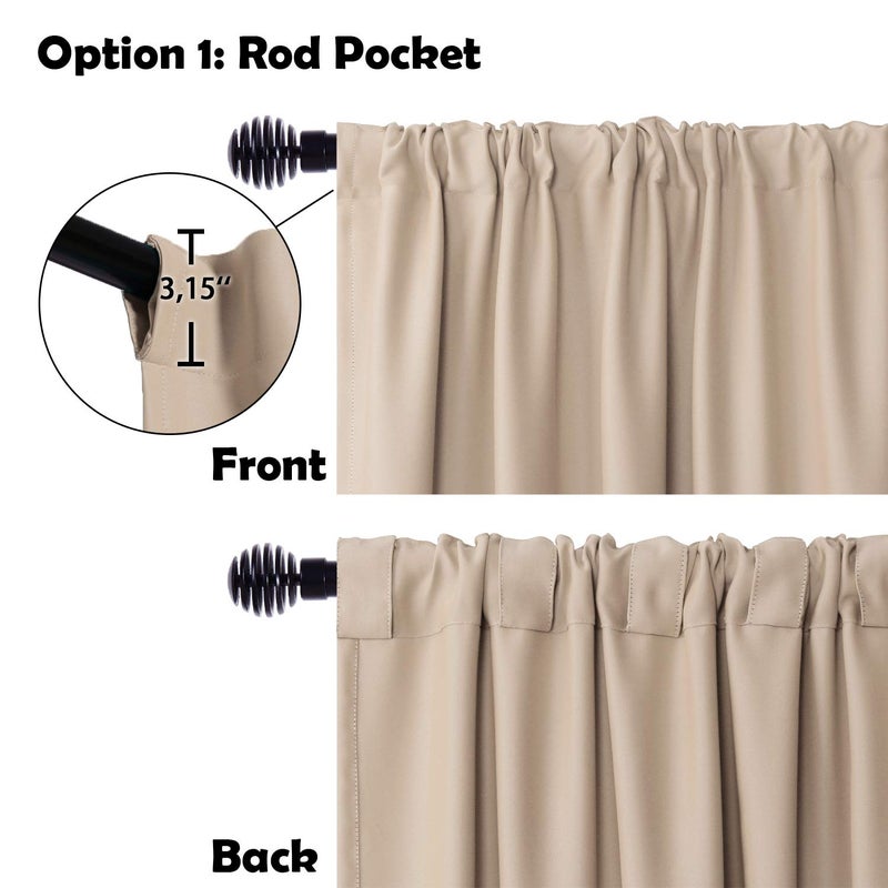 DWCN Patio Sliding Door Curtains - Extra Wide Curtains for Glass Door, Privacy Room Divider Blackout Thermal Curtain Panel with Back Tab & Rod Pocket for Bedroom Partition, 80 x 84 Inches, Beige - Image 3